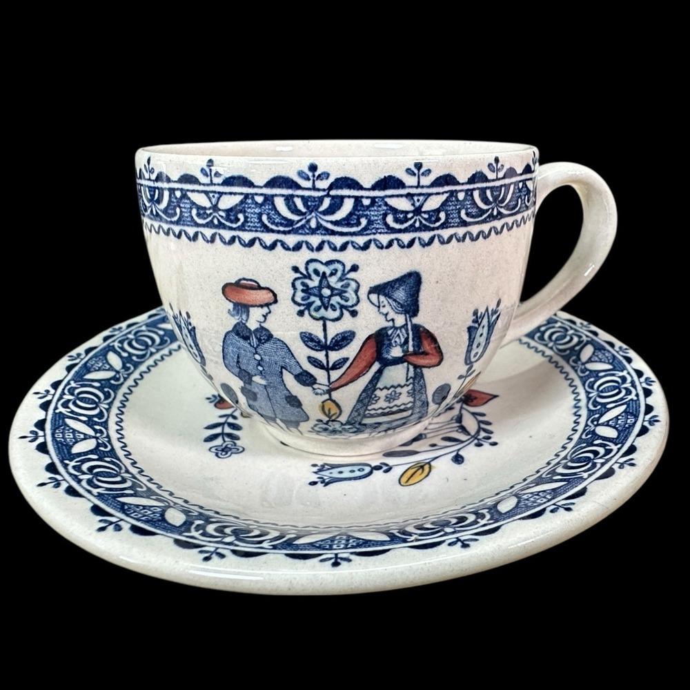Johnson Brothers Staffordshire Old Granite Hearts & Flowers Cup & Saucer Set
